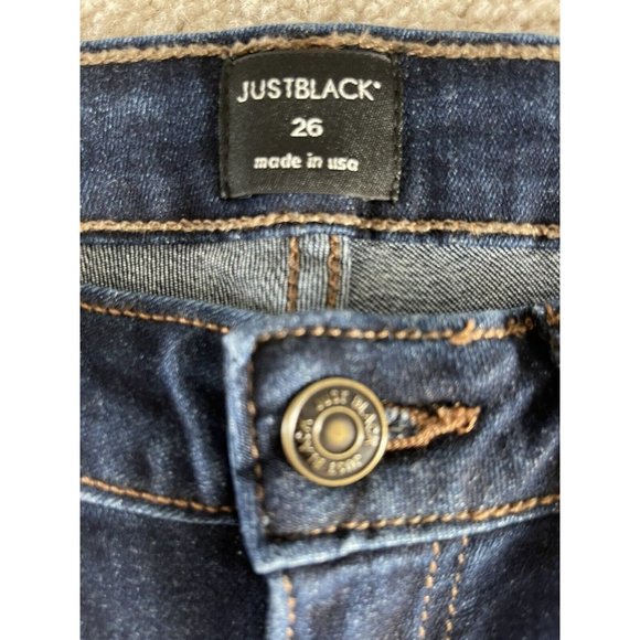 Just Black Denim Blue Straight-Leg Jeans W Fringe Hem Size 26 BP111J - Picture 5 of 11